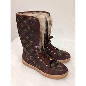 Brown Fashion Faux Rabbit Fur Lined Boots